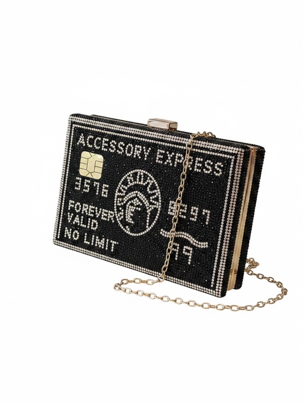 Signature Crystal Beaded 'Accessory Express' Box Clutch - Black & Silver